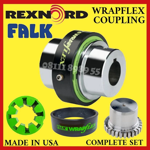 FALK COUPLING WRAPFLEX 5R10 MAX BORE 40MM 4500 SPEED RPM COMPLETE SET