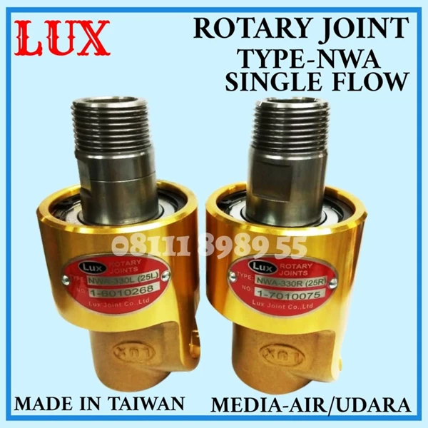 NWA ROTARY JOINT LUX SIZE 1 IN-25A MONOFLOW MEDIA-AIR-HYDRAULIC